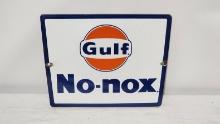Original GULF NO NOX Porcelain Gas Pump Plate