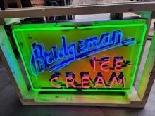 Original Bridgeman Ice Cream Porcelain Neon Sign