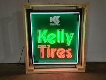 Original Kelly Tires Tin Neon Sign
