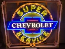 Custom Chevrolet Super Service Tin Neon Sign