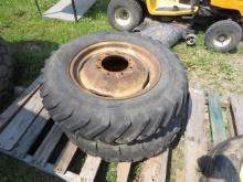2 TRACTOR TIRES ON 8 LUG RIMS 7.50-20