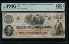 1862 $100 T-41 Confederate PMG 65EPQ