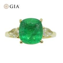 Lovely GIA Certified Natural 3.57 Ct Emerald Ring