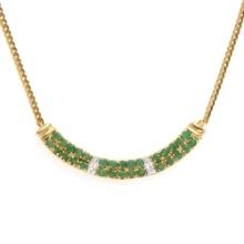 Plated 18KT Yellow Gold 2.01ctw Emerald and Diamond Pendant with Chain