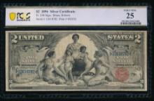 1896 $2 Educational Silver Certificate PCGS 25