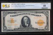 1922 $10 Gold Certificate PCGS 40