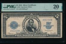 1923 $5 Lincoln Porthole Silver Certificate PMG 20