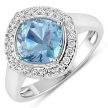 14KT White Gold 1.48ctw Aquamarine and Diamond Ring