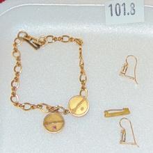 Gold Filled Bracelet w/2 10k Charms. 10k Earrings