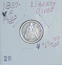 1857 Seated Liberty Dime VF (cleaned).