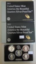 2 2011-S Silver Proof Quarters Sets.