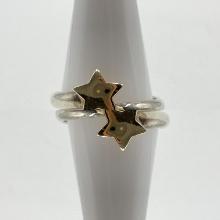 3.5g 14K Yellow Gold & Sterling Silver Double Star