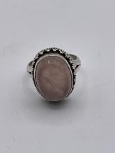 6.7g Sterling Silver Ring With Large Pink Oval Sto