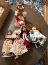 Dolls with miniture dresser set