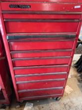 9 Drawer Metal Tool Cabinet on Wheels-27''W x 51''T. NO SHIPPING AVAILABLE ON THIS LOT!
