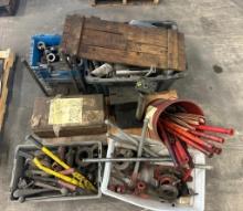 SKID OF MISC TOOLS AND MACHINERY PIECES