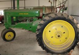 JD A Styled Tractor w/NF 12V., VG 12.54-38 Tires -Good Paint