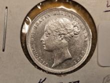 * Choice Uncirculated 1885 Great Britain 6 pence