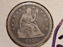 1858 Seated Liberty Quarter