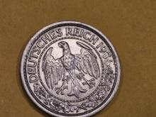 Brilliant Uncirculated 1936 Germany 50 pfennig