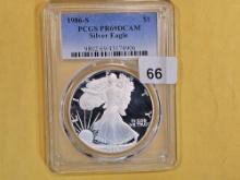 KEY DATE! PCGS 1986 American Silver Eagle in Proof 69 Deep Cameo