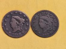 1818 and 1819 Coronet Head Large Cents