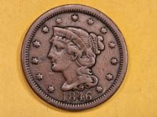1846 Tall Date Braided Hair Large Cent