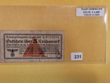 1939 - 45 Germany P.O.W. Cap 5 reichsmarks in Very Fine