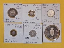 Six silver World coins