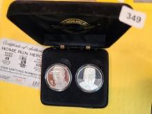 Two 1 Troy ounce .999 fine Proof Silver Art Rounds