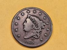 * Key Variety! 1835 Coronet Head large Cent in Fine plus
