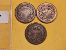 Three 2-Cent pieces