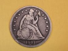 ** Early! 1847 Seated Liberty Dollar in Fine plus
