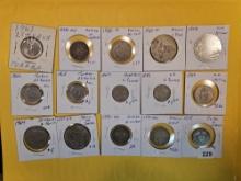 Fifteen mixed world coins