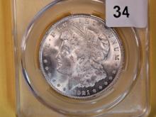 CAC 1921 Morgan Dollar in Mint State 63