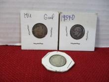Mixed Silver Dimes-1899, 1911, and 1959-D