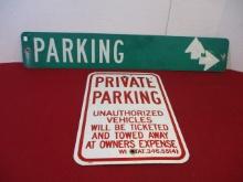 Pair of Metal Parking Signs