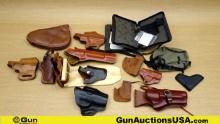 Cobra, S&W, Galco, Etc. Holsters. Very Good. Lot of 15; 11 Leather Pistol Holsters for Revolvers and