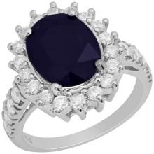 14k White Gold 3.74ct Sapphire 0.91ct Diamond Ring