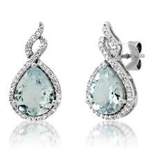 14K White Gold Setting with 3.7ct Aquamarine and 0.40ct Diamond Earrings