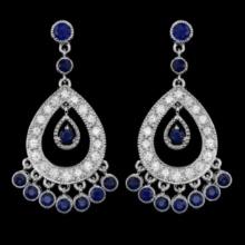 14k Gold 2.81ct Sapphire 1.56ct Diamond Earrings