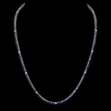 14K White Gold Sapphire & Diamond Necklace