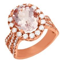 14k Rose Gold 3.87ct Morganite 1.41ct Diamond Ring