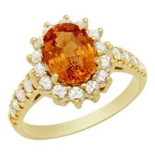 14k Yellow Gold 2.58ct Orange Sapphire 0.78ct Diamond Ring