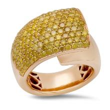 18K Rose Gold Setting with TW 2.87ct Fancy Yellow Diamond Ladies Ring