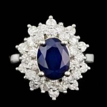 14K White Gold 2.10ct Sapphire and 1.41ct Diamond Ring