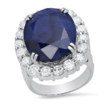 14K White Gold Setting with 20.00ct Sapphire and 3.5ct Diamond Ring