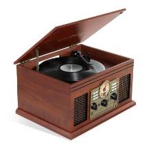 The Victrola Ashford Classic 7-in-1 Bluetooth Turntable, Mahogany, Retail $169.99