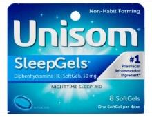 Unisom SleepGels SoftGels, Sleep-Aid, Diphenhydramine HCI, 8 Ct