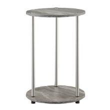 Convenience Concepts Designs2Go Round End Table, Faux Gray Marble & Chrome